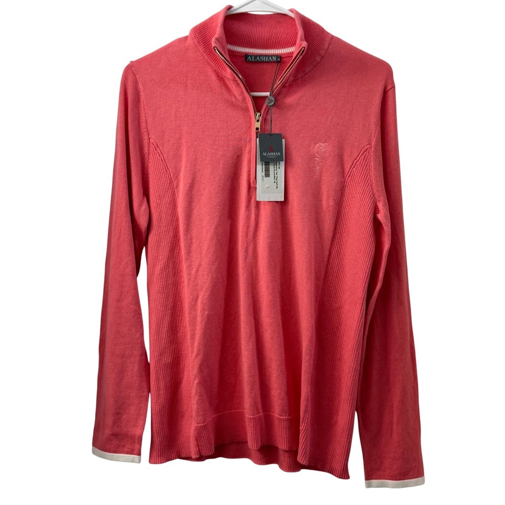 Alashan Cotton Cashmere Tee‎ Time Half Zip Pullover Fruit Punch M Preppy Casual